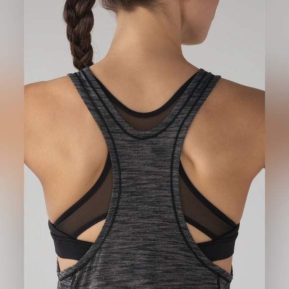 Lululemon Glide and Stride Tank Heathered Black / Black - Size 6 - Picture 9 of 11